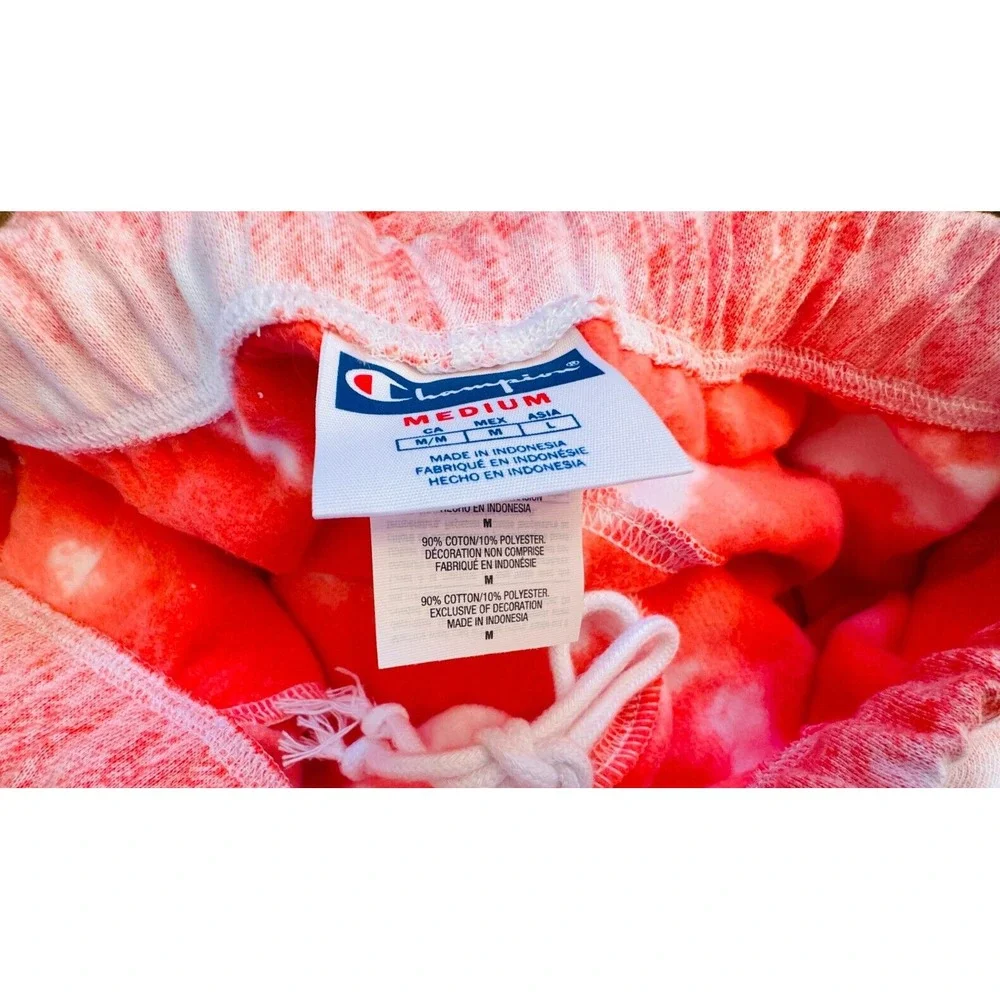 Champion Tie Dye Sweatpants Coral & White‎ Joggers Loose Fit Women's Size M
